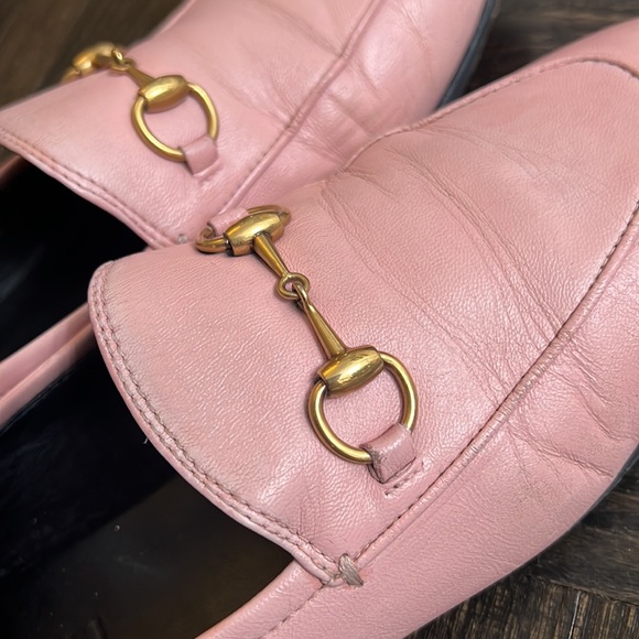 These are AUTHENTIC USED GUCCI Rose Pink Jordan leather loafers size 36.5 - Picture 9 of 16